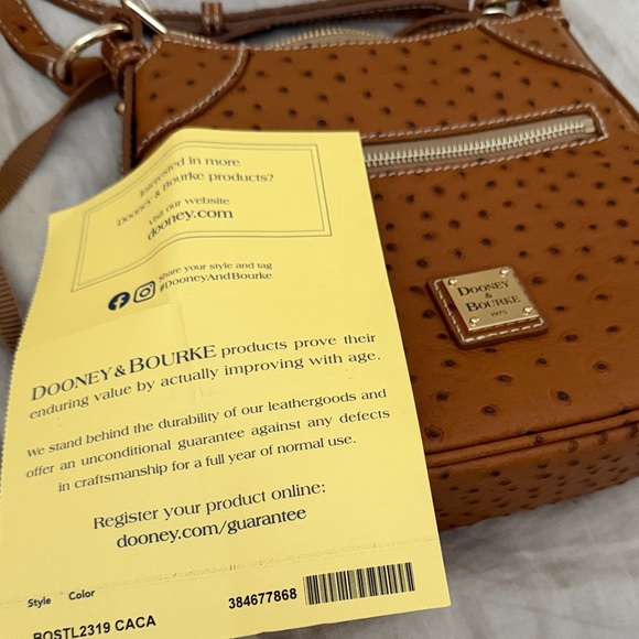 Dooney & Bourke Brown Ostrich Crossbody Bag - Picture 7 of 11